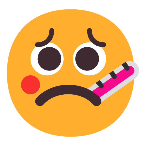 Microsoft design of the face with thermometer emoji verson:Windows-11-22H2