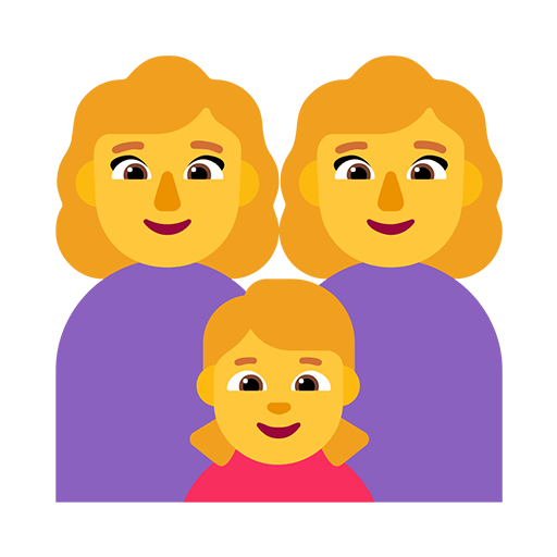 Microsoft design of the family: woman woman girl emoji verson:Windows-11-22H2