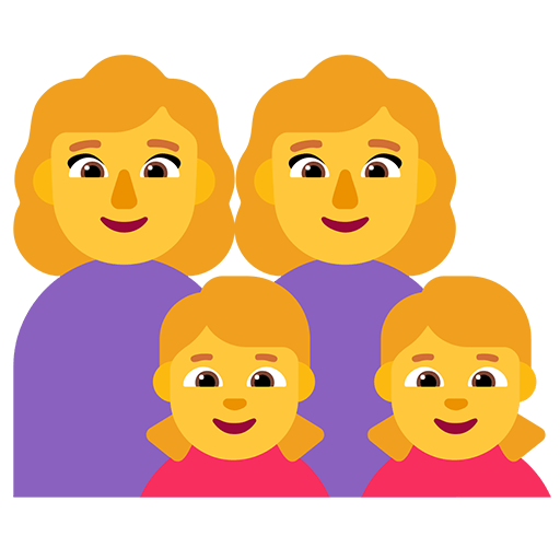 Microsoft design of the family: woman woman girl girl emoji verson:Windows-11-22H2