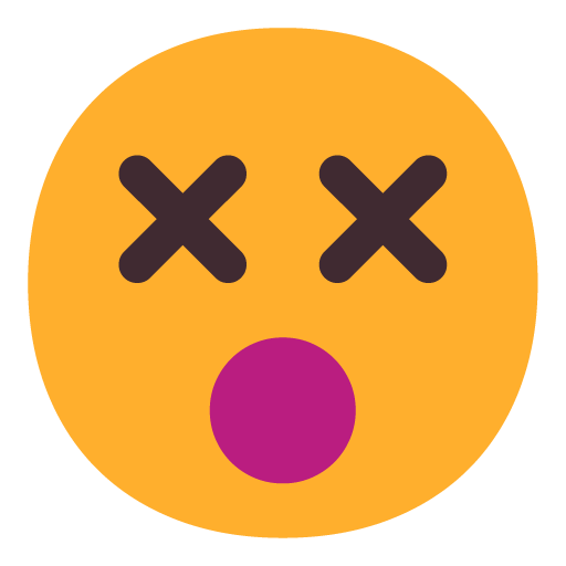 Microsoft design of the face with crossed-out eyes emoji verson:Windows-11-22H2