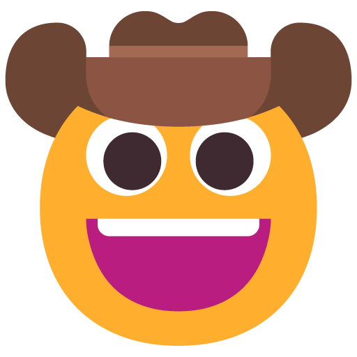 Microsoft design of the cowboy hat face emoji verson:Windows-11-22H2