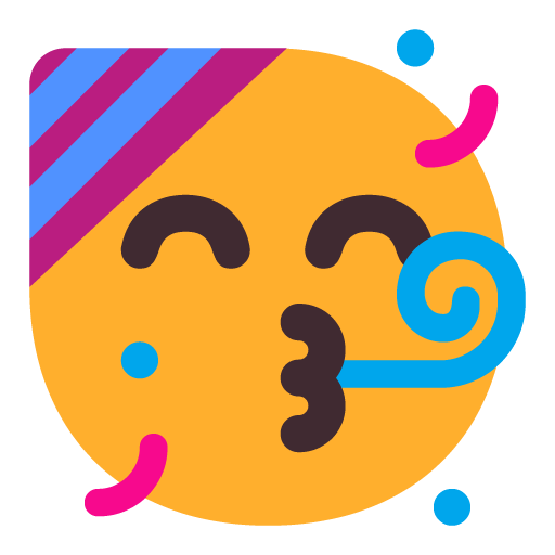 Microsoft design of the partying face emoji verson:Windows-11-22H2