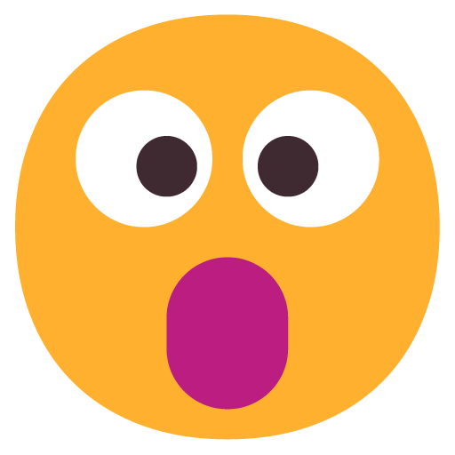 Microsoft design of the face with open mouth emoji verson:Windows-11-22H2