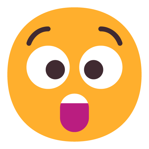 Microsoft design of the astonished face emoji verson:Windows-11-22H2