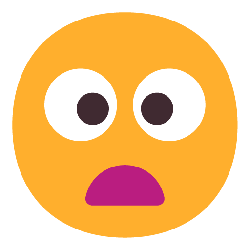 Microsoft design of the frowning face with open mouth emoji verson:Windows-11-22H2