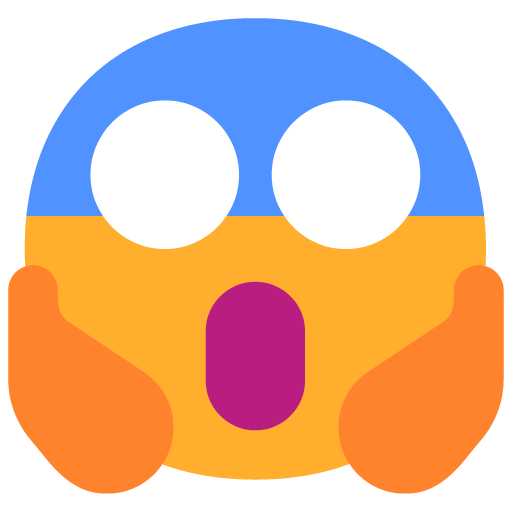 Microsoft design of the face screaming in fear emoji verson:Windows-11-22H2