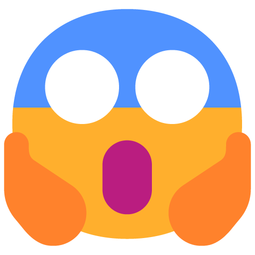 Microsoft Microsoft design of the face screaming in fear emoji verson:Windows-11-22H2