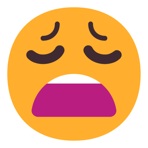 Microsoft design of the weary face emoji verson:Windows-11-22H2