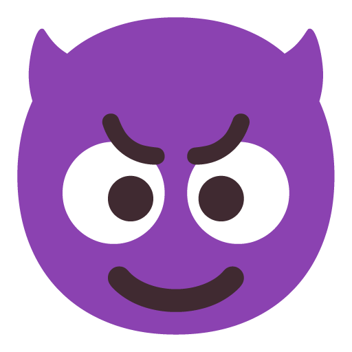 Microsoft design of the smiling face with horns emoji verson:Windows-11-22H2