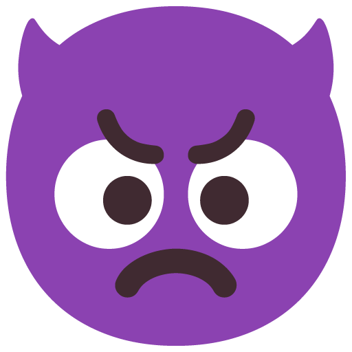 Microsoft design of the angry face with horns emoji verson:Windows-11-22H2