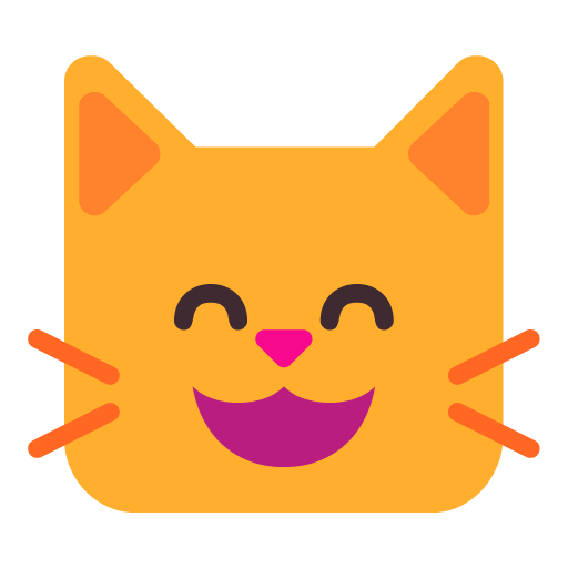Microsoft design of the grinning cat with smiling eyes emoji verson:Windows-11-22H2