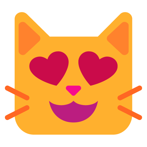 Microsoft design of the smiling cat with heart-eyes emoji verson:Windows-11-22H2