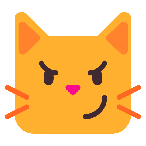 Microsoft design of the cat with wry smile emoji verson:Windows-11-22H2