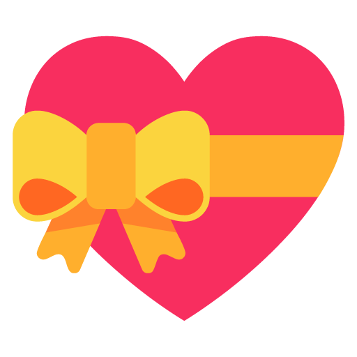 Microsoft design of the heart with ribbon emoji verson:Windows-11-22H2