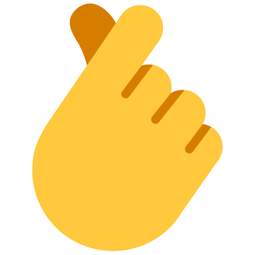 Microsoft design of the hand with index finger and thumb crossed emoji verson:Windows-11-22H2
