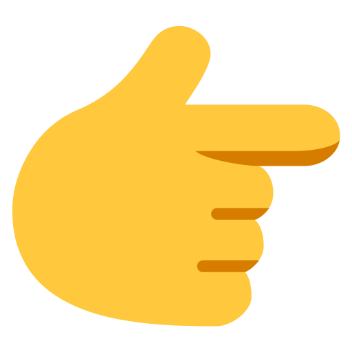Microsoft design of the backhand index pointing right emoji verson:Windows-11-22H2