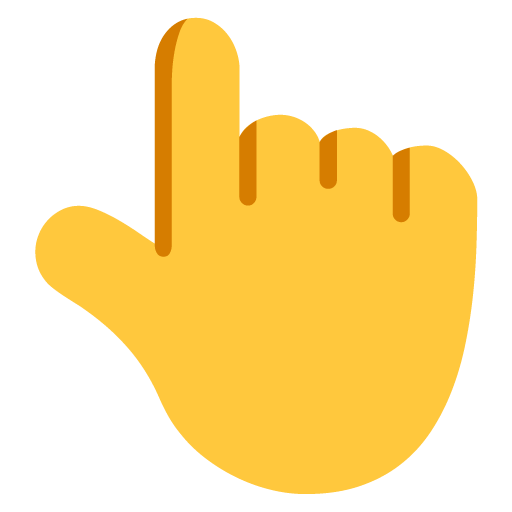 Microsoft design of the backhand index pointing up emoji verson:Windows-11-22H2