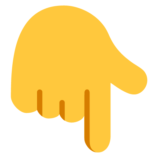 Microsoft design of the backhand index pointing down emoji verson:Windows-11-22H2