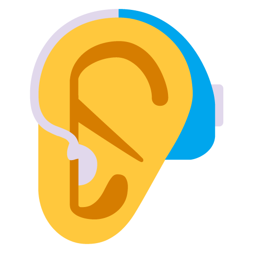 Microsoft design of the ear with hearing aid emoji verson:Windows-11-22H2