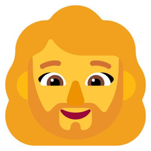 Microsoft design of the woman: beard emoji verson:Windows-11-22H2