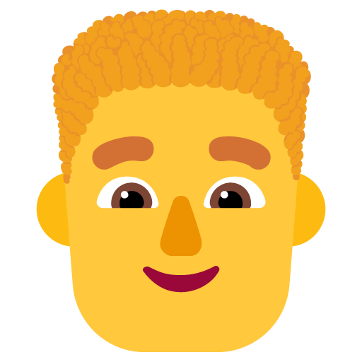 Microsoft design of the man: curly hair emoji verson:Windows-11-22H2
