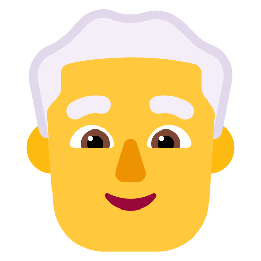 Microsoft design of the man: white hair emoji verson:Windows-11-22H2