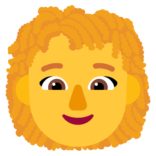 Microsoft design of the woman: curly hair emoji verson:Windows-11-22H2