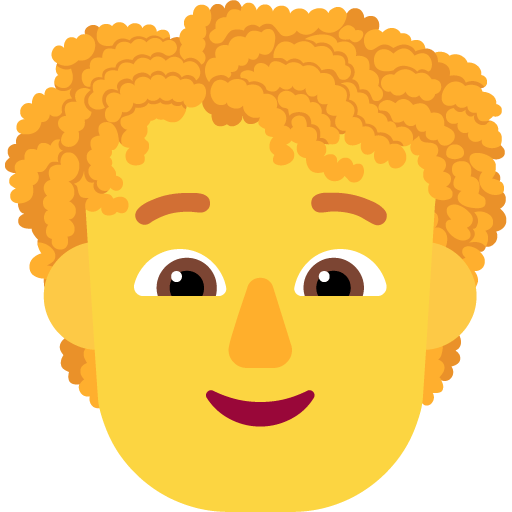 Microsoft design of the person: curly hair emoji verson:Windows-11-22H2