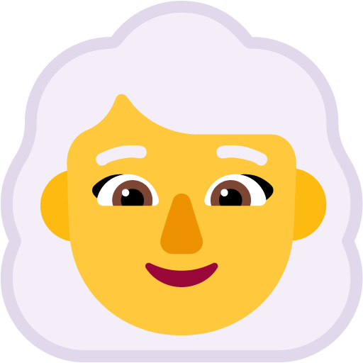 Microsoft design of the woman: white hair emoji verson:Windows-11-22H2