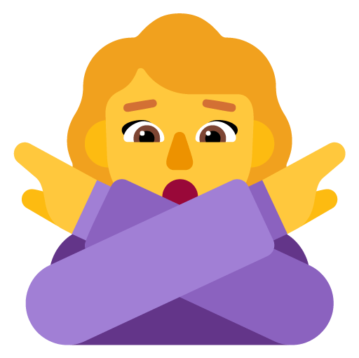 Microsoft design of the woman gesturing NO emoji verson:Windows-11-22H2