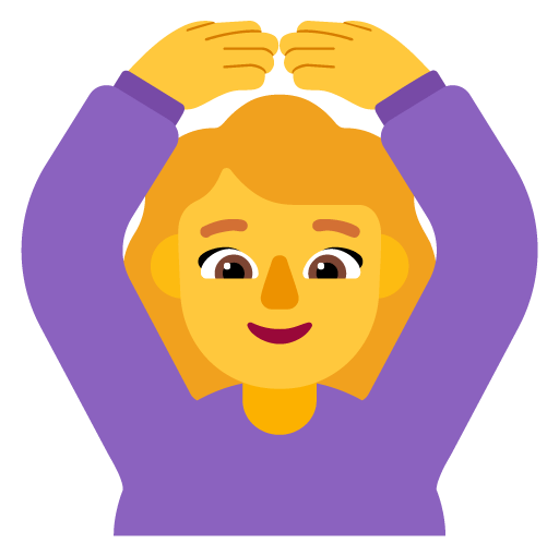 Microsoft design of the woman gesturing OK emoji verson:Windows-11-22H2