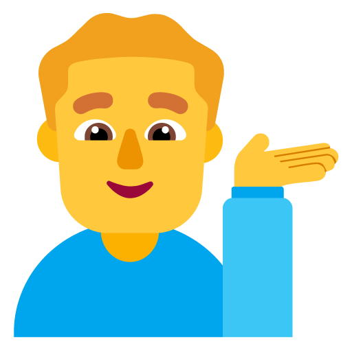 Microsoft design of the man tipping hand emoji verson:Windows-11-22H2