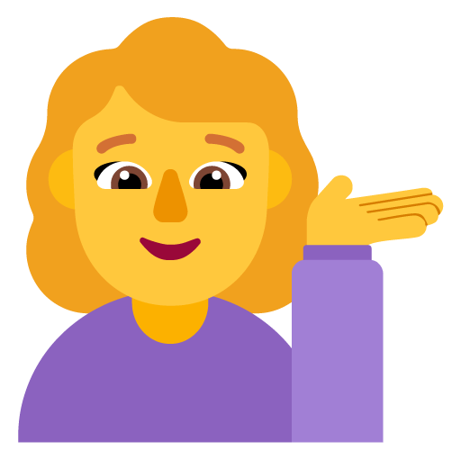 Microsoft design of the woman tipping hand emoji verson:Windows-11-22H2
