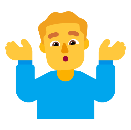 Microsoft design of the man shrugging emoji verson:Windows-11-22H2