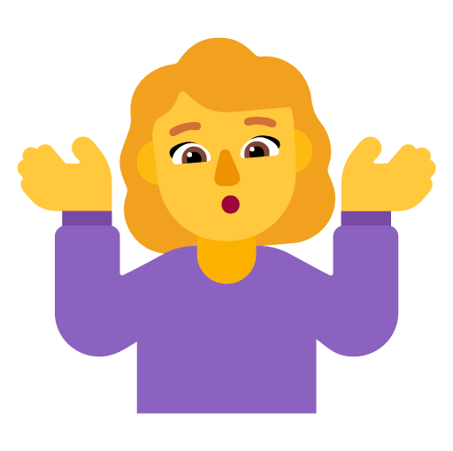 Microsoft design of the woman shrugging emoji verson:Windows-11-22H2
