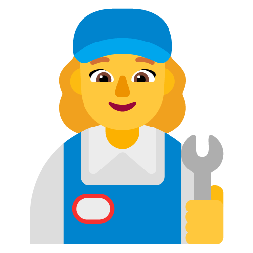Microsoft design of the woman mechanic emoji verson:Windows-11-22H2