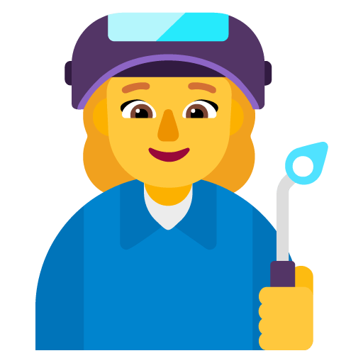 Microsoft design of the woman factory worker emoji verson:Windows-11-22H2