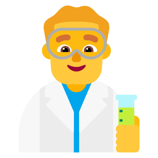 Microsoft design of the man scientist emoji verson:Windows-11-22H2