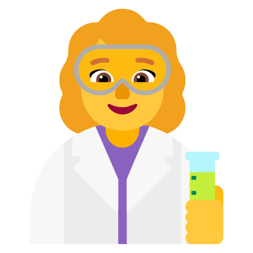 Microsoft design of the woman scientist emoji verson:Windows-11-22H2