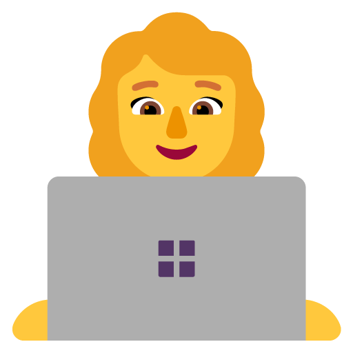 Microsoft design of the woman technologist emoji verson:Windows-11-22H2