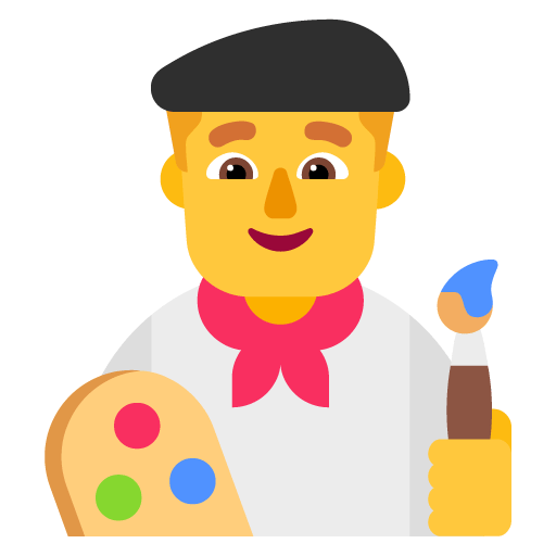 Microsoft design of the man artist emoji verson:Windows-11-22H2