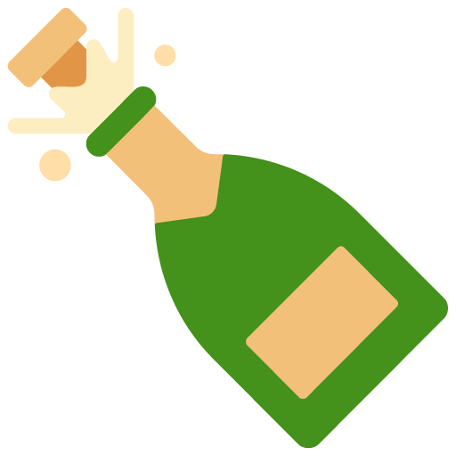 Microsoft design of the bottle with popping cork emoji verson:Windows-11-22H2