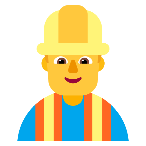 Microsoft design of the man construction worker emoji verson:Windows-11-22H2