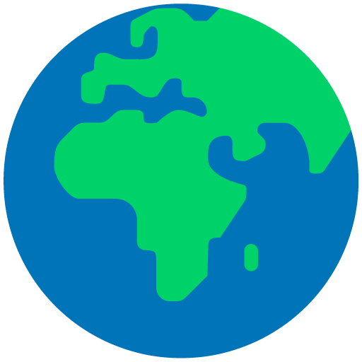 Microsoft design of the globe showing Europe-Africa emoji verson:Windows-11-22H2