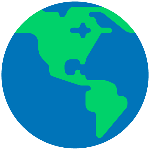 Microsoft design of the globe showing Americas emoji verson:Windows-11-22H2