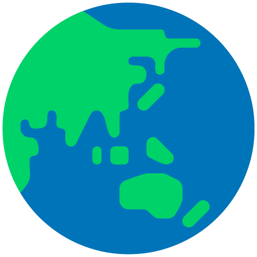 Microsoft design of the globe showing Asia-Australia emoji verson:Windows-11-22H2