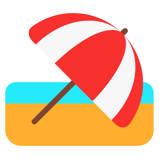 Microsoft design of the beach with umbrella emoji verson:Windows-11-22H2