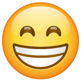 Whatsapp design of the beaming face with smiling eyes emoji verson:2.23.2.72