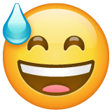 Whatsapp design of the grinning face with sweat emoji verson:2.23.2.72