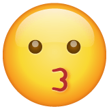 Whatsapp design of the kissing face emoji verson:2.23.2.72